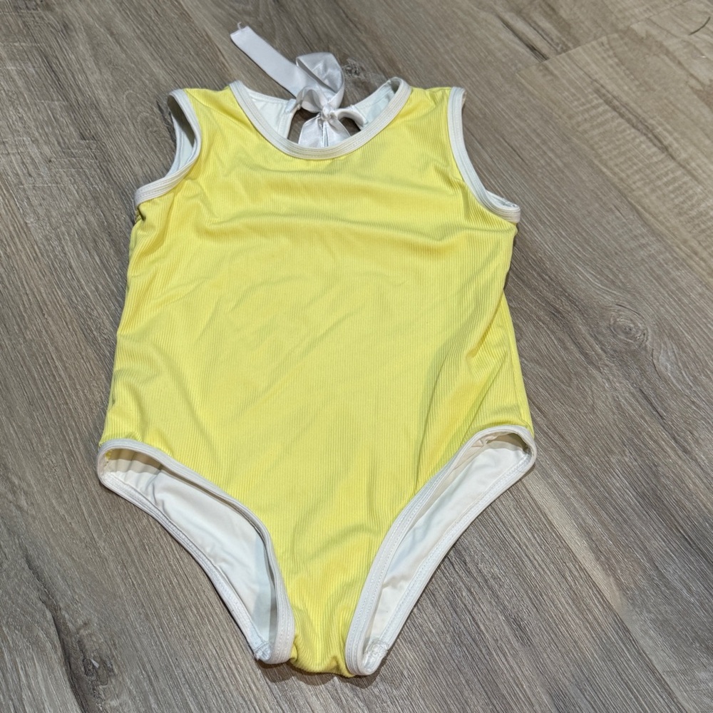 Padre Bay Swim Yellow‎ and White Kids One Piece girls size 5/6T